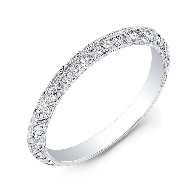 Antique Inspired Diamond Guard Band with Mill Graining by Gordon Clark