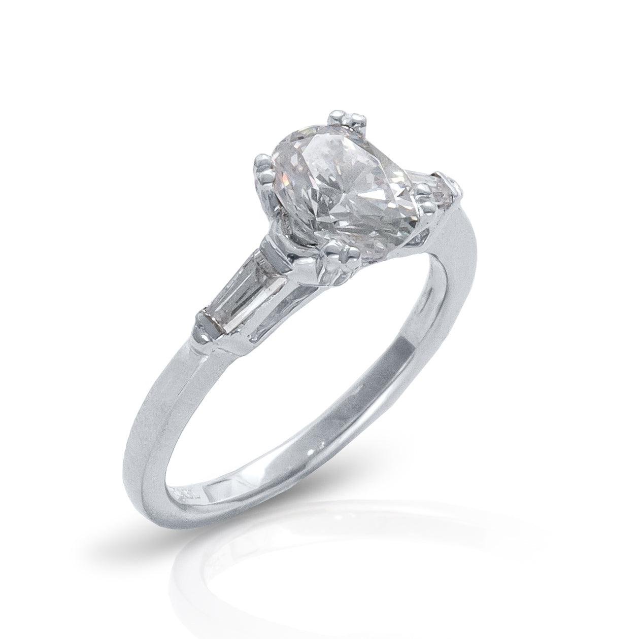 Classic Petite Diamond Engagement Ring with Baguette Accents by Jolie Designs