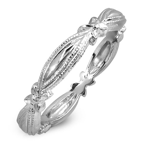 Gordon Clark White Gold Ribbon Pattern Wedding Band by Jolie Designs