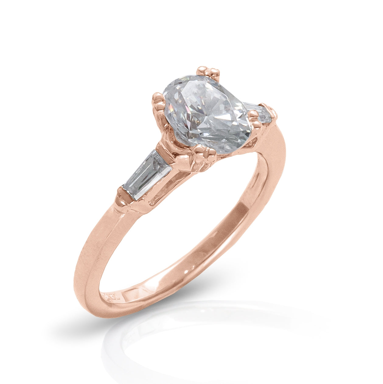 Classic Petite Diamond Engagement Ring with Baguette Accents by Jolie Designs