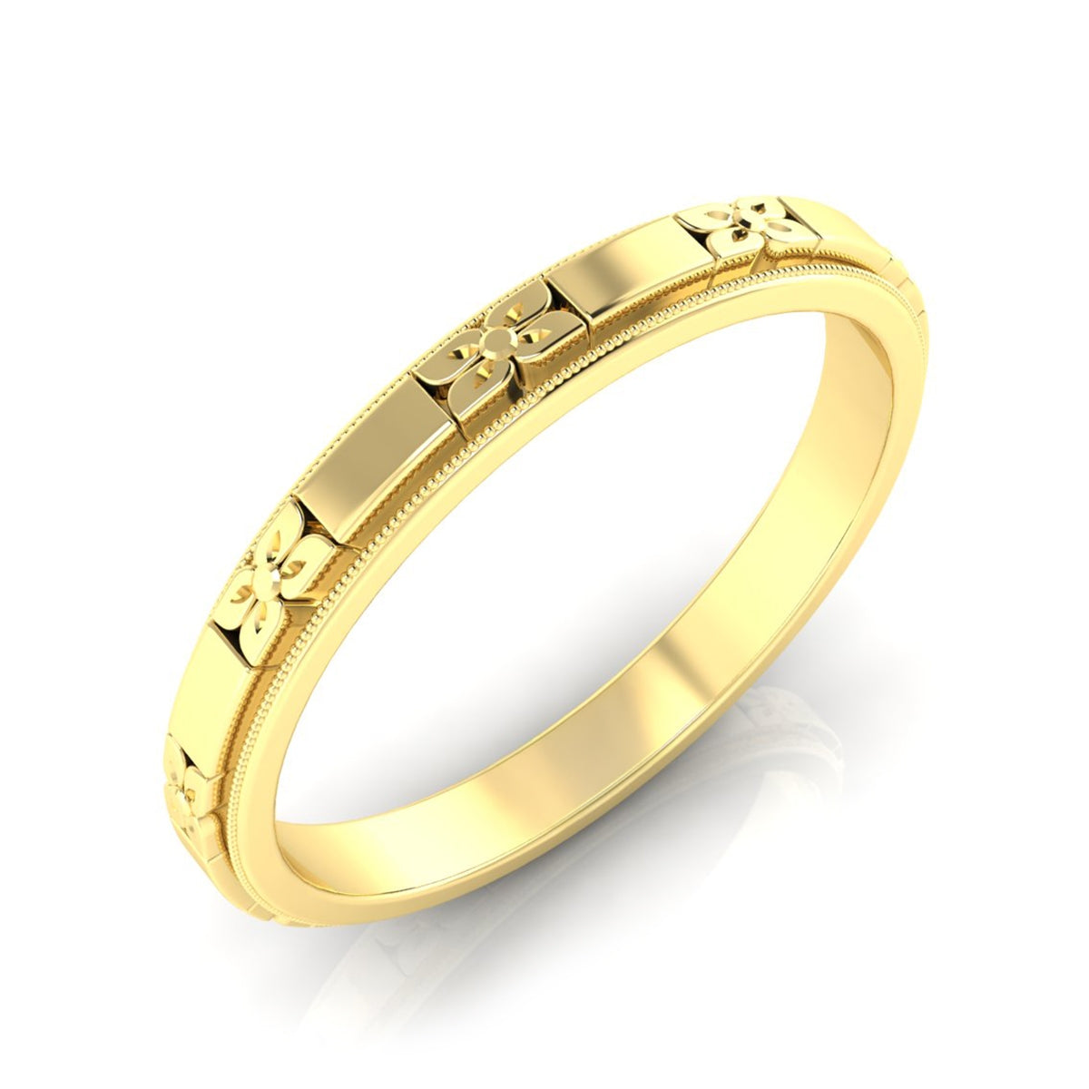 White Gold 4-Petal Flower and Dash Eternity Band by Jolie Designs