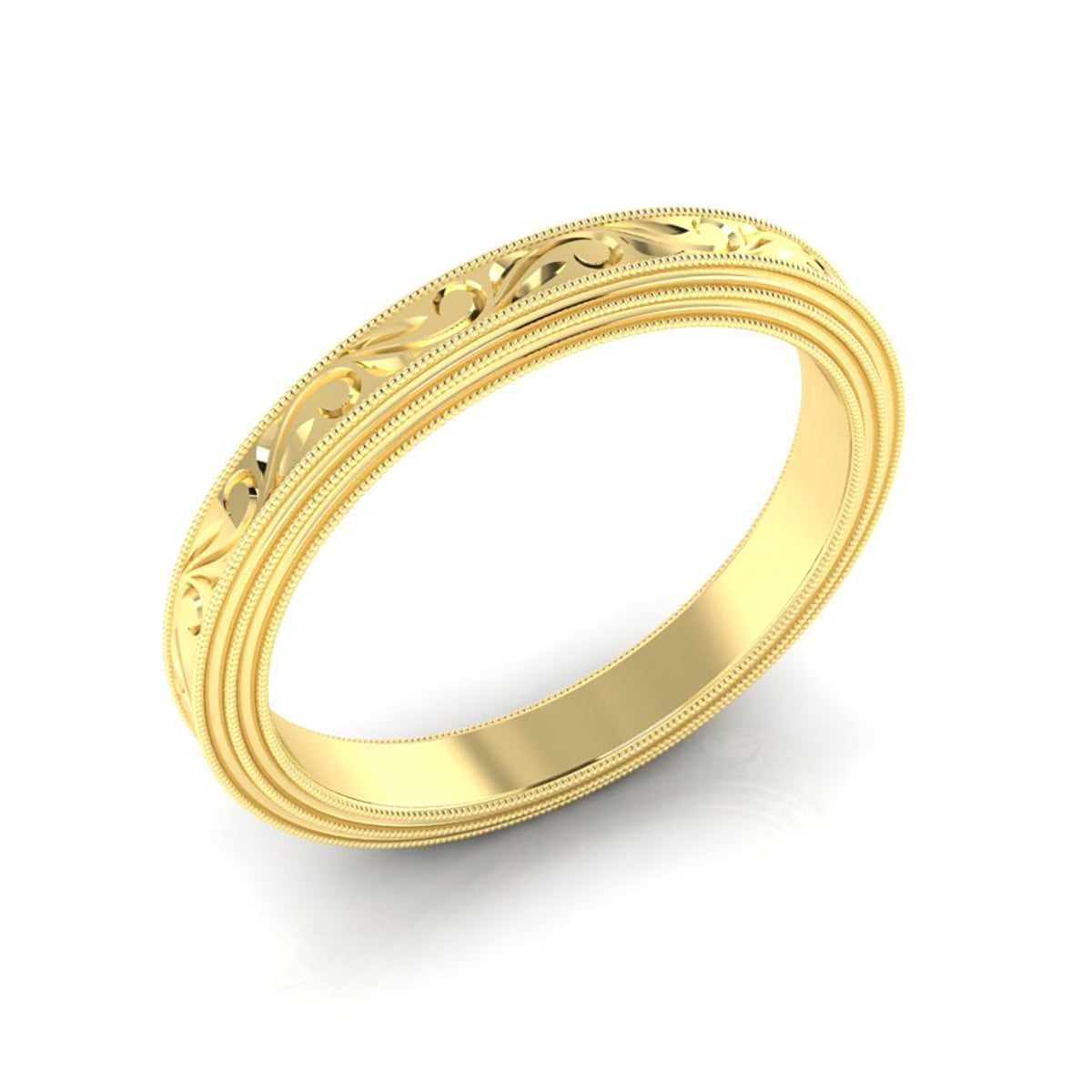 White Gold Triple Milgrain Scroll Pattern Metal Band by Jolie Designs