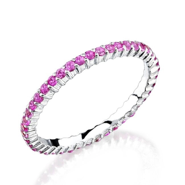 Petite Classic Eternity Pink Sapphire Ring by Jolie Designs
