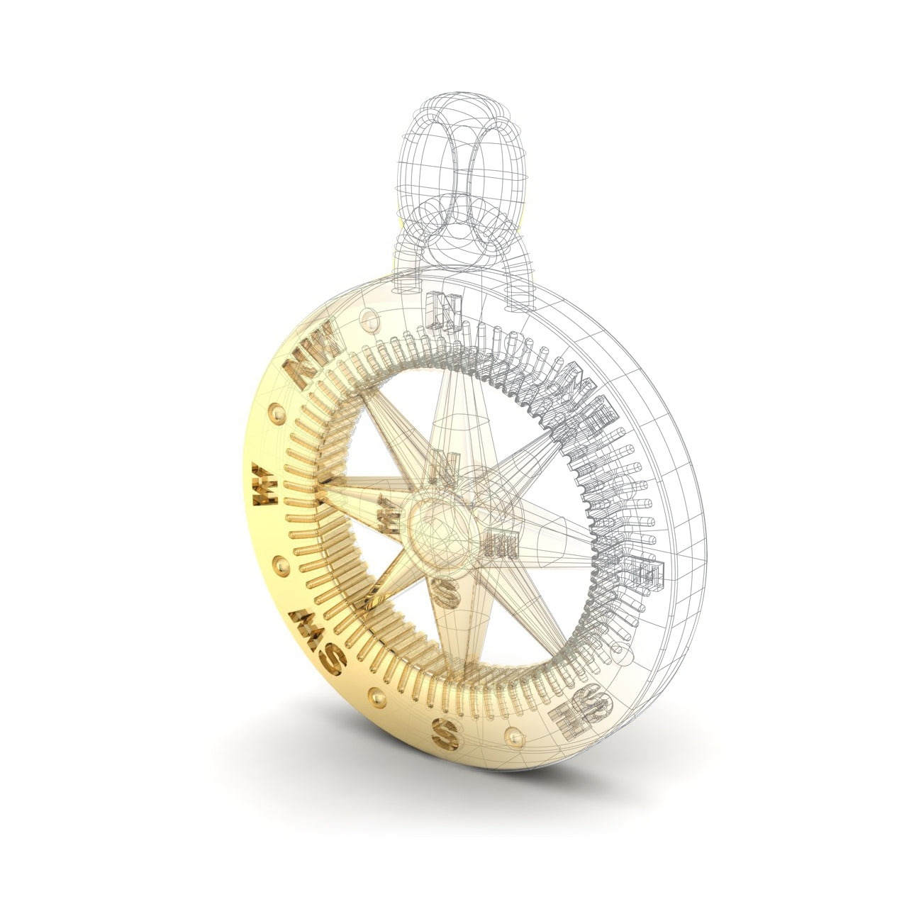 Custom 18K Gold Compass Pendant Design by Jolie Designs