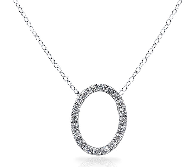 Oval Shape Pave Diamond Pendant Necklace by Jolie Designs