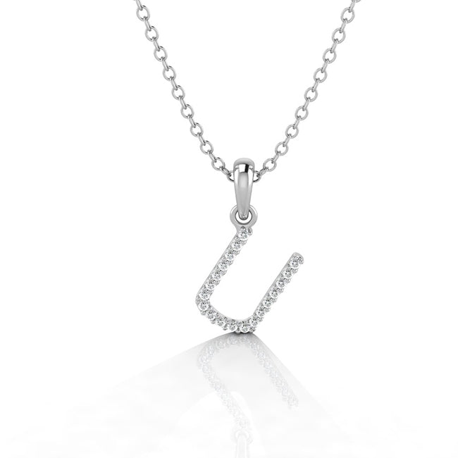 Letter U Initial Pendant Necklace in Gold by Jolie Designs