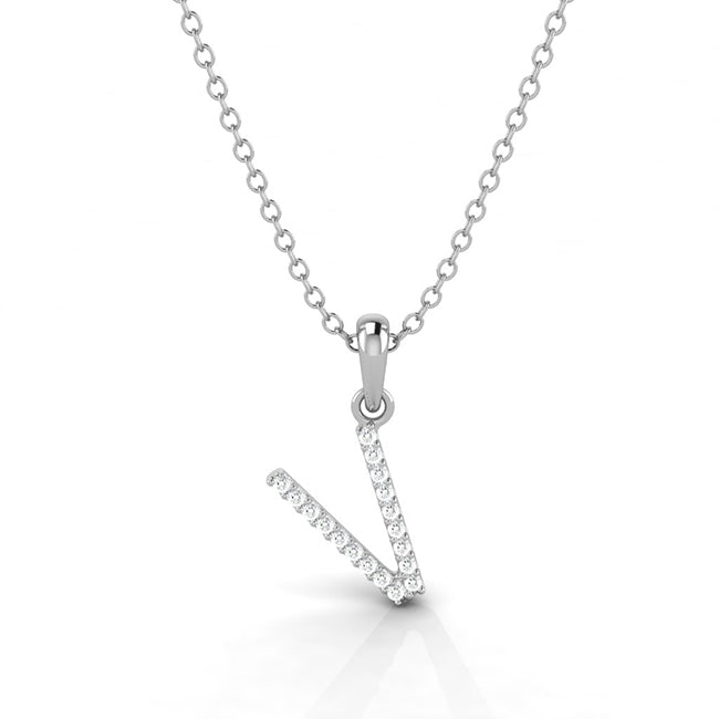 Letter V Pendant Charm in 14K Gold by Jolie Designs