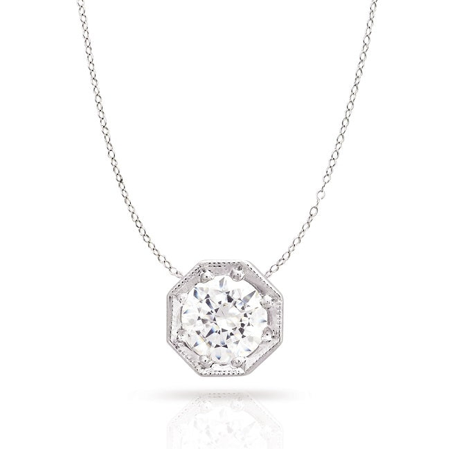 Octagon Milgrain Pendant with Side Engraving by Gordon Clark