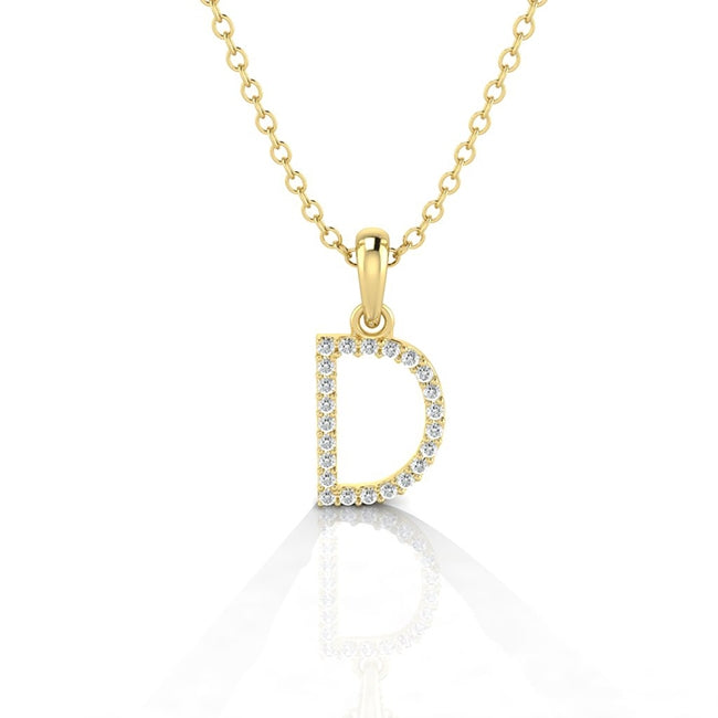 14K Gold Dainty Initial Letter D Pendant by Jolie Designs