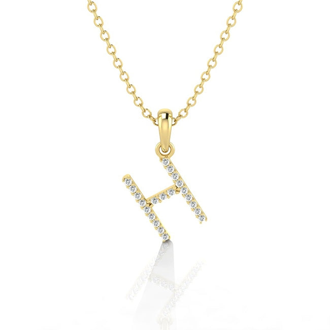 14K Gold Letter H Pendant Charm by Jolie Designs