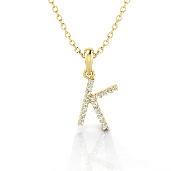 Gold Initial Letter K Pendant Necklace by Jolie Designs