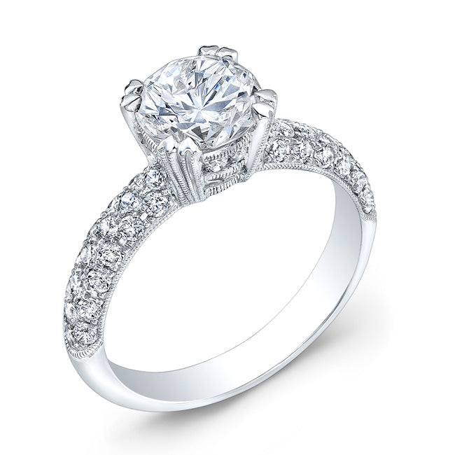 Double Row Pave Diamond Engagement Ring by Jolie Designs