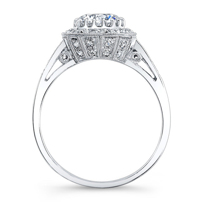 High Polished and Mill Grained Diamond Engagement Ring by Jolie Designs
