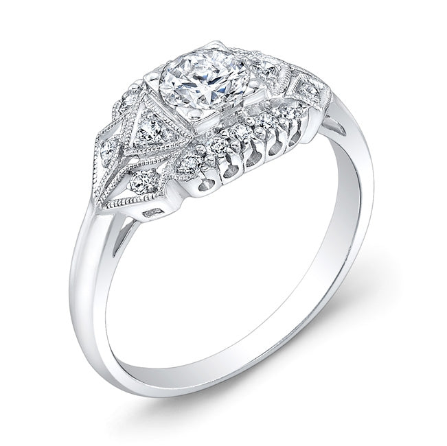 Modern Nouveau Pavé Diamond Engagement Ring by Jolie Designs
