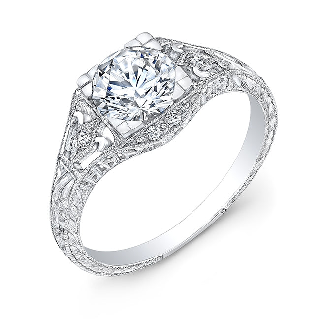 Antique Style Art Deco Inspired Diamond Engagement Ring by Jolie Designs