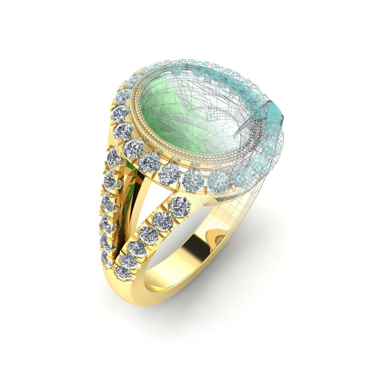 Custom Tsavorite and Diamond 18K Gold Ring | Jolie Designs