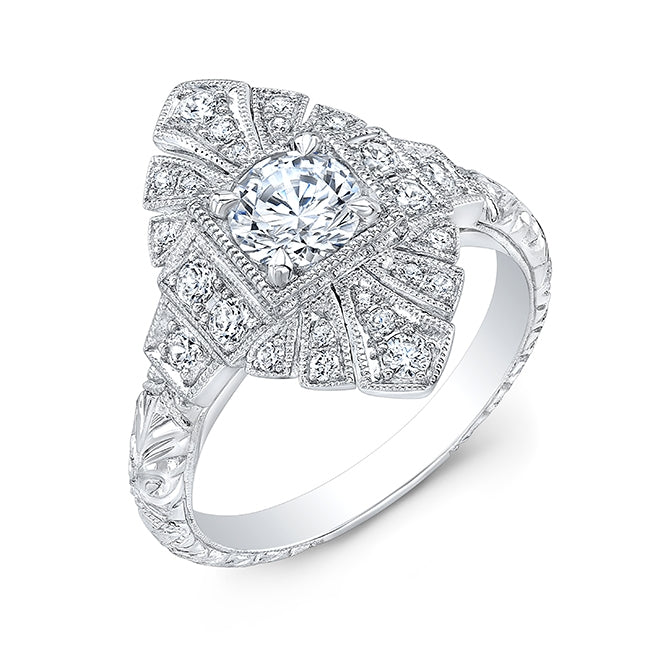 Elegantly Detailed Engraved Halo Marquise Diamond Engagement Ring by Jolie Designs