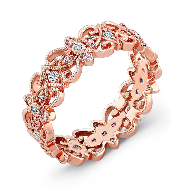 Eloquently Mill Grained Diamond Stackable Ring by Jolie Designs