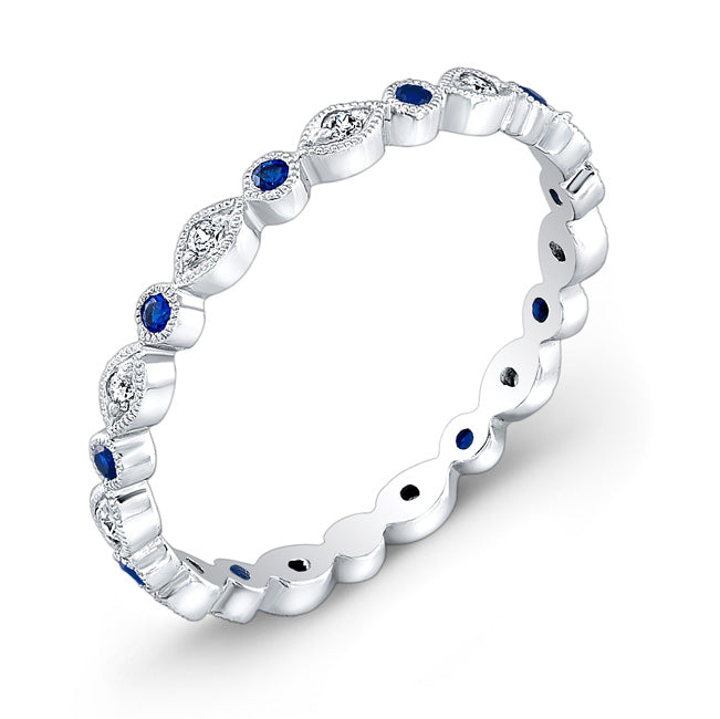 Diamond and Blue Sapphire Stackable Ring by Jolie Designs