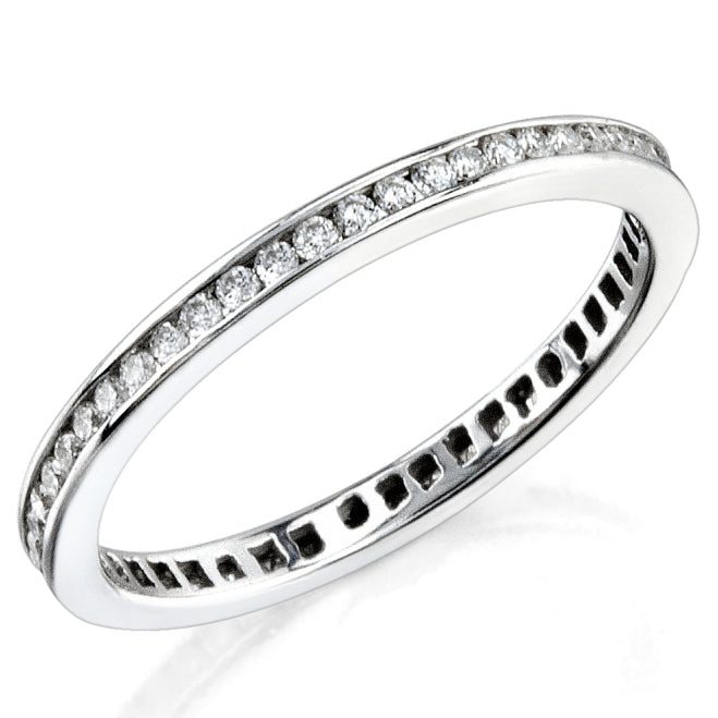 High Polished Channel Set Diamond Stackable Wedding Ring by Jolie Designs