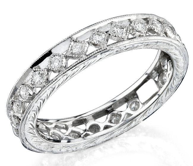 Lace Like Engraved & Mill Grained Diamond Ring by Jolie Designs