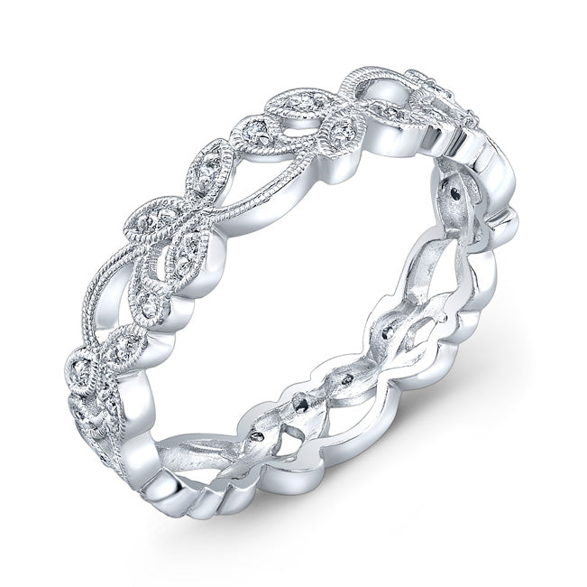 Organic Floral Diamond Ring in 18K White Gold by Jolie Designs