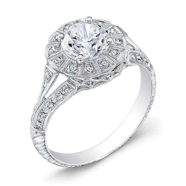 Jolie Designs Engraved Antique Style Diamond Engagement Ring - R170D
