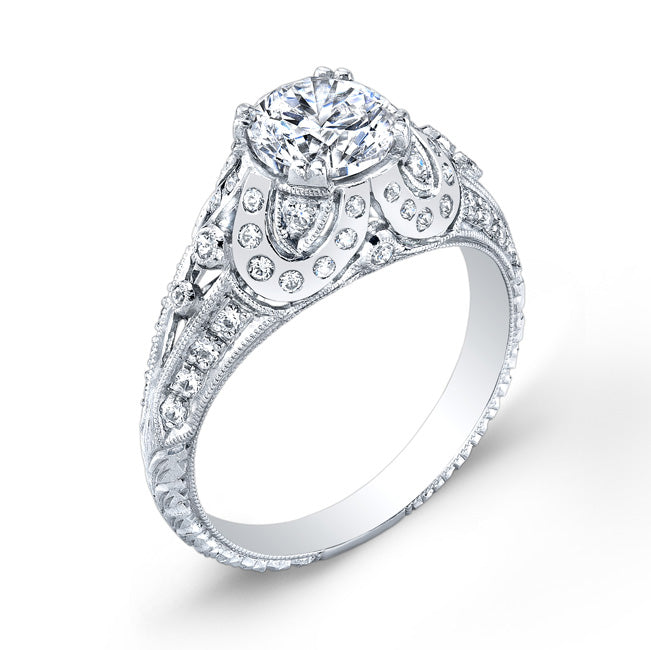Jolie Designs Antique Style Engraved Diamond Engagement Ring - R3061D