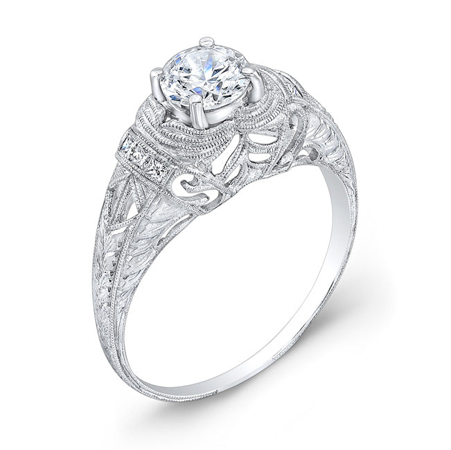 Engraved Diamond Engagement Ring by Jolie Designs