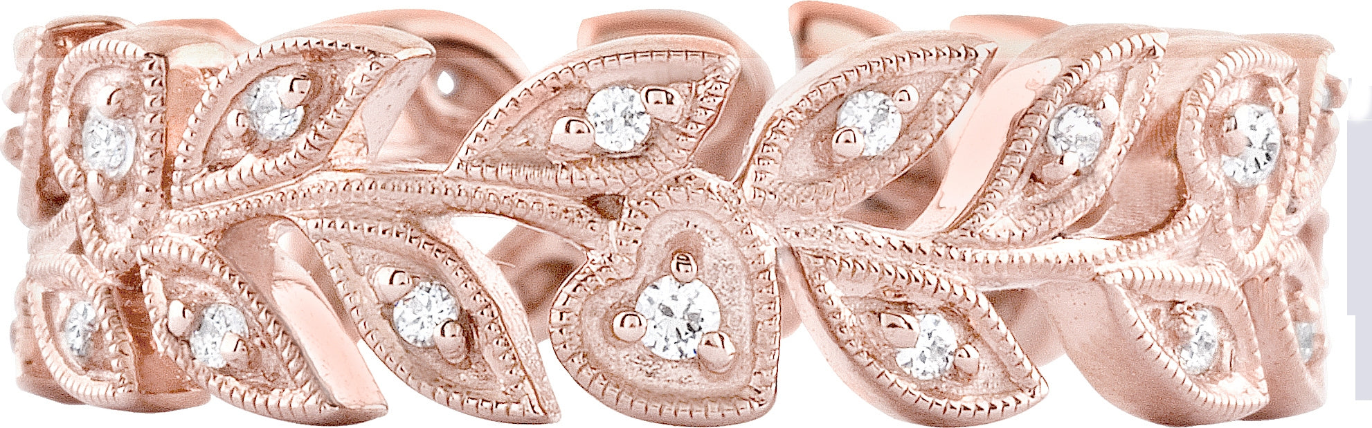 Hearts and Leaves Micro Pave Diamond Wedding Band by Jolie Designs