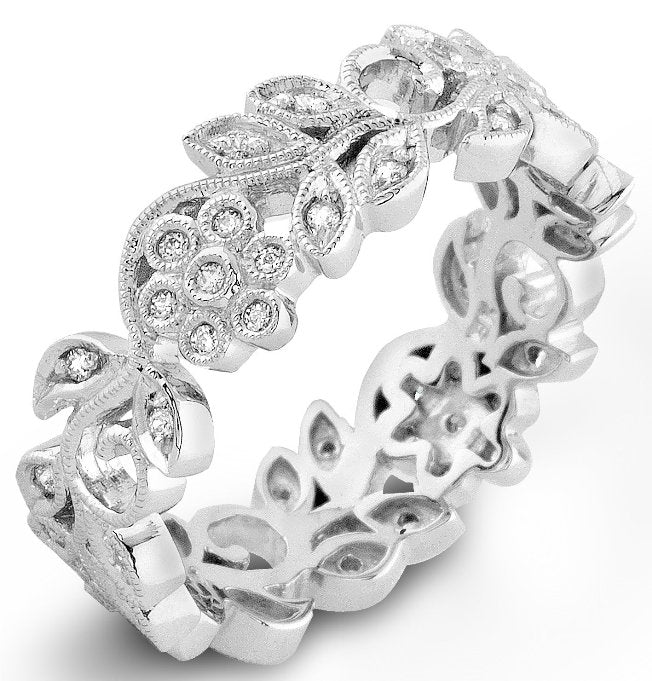 Organic Designed Diamond Wedding Ring in White Gold by Jolie Designs