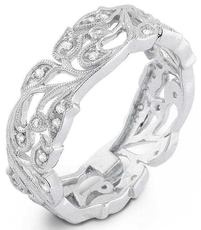 Organic Designed White Gold Diamond Wedding Ring by Jolie Designs