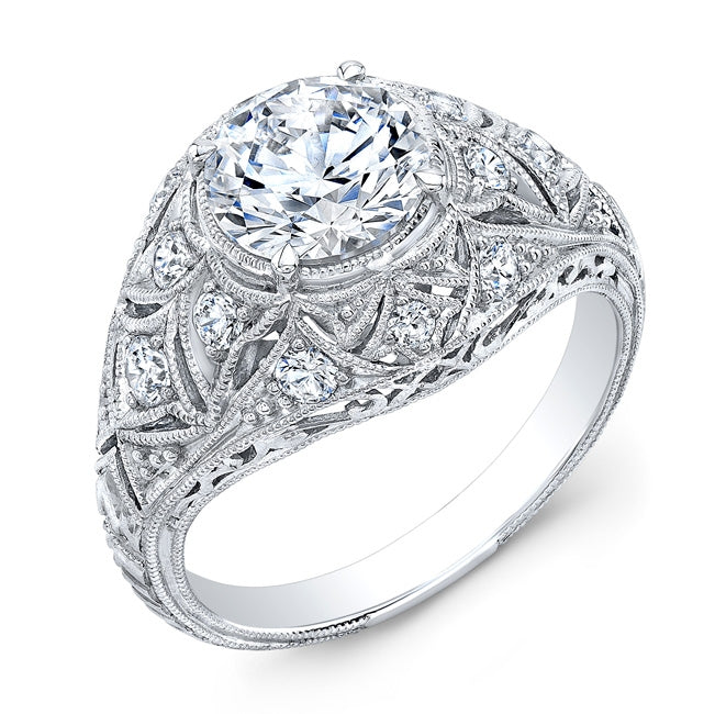 Jolie Designs Antique Inspired Hand Engraved Diamond Engagement Ring - R508D