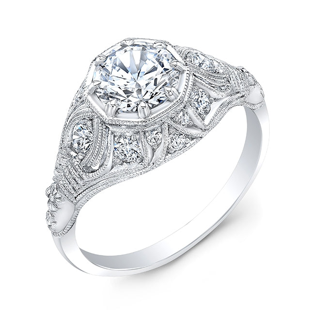 Jolie Designs Antique Inspired Hand Engraved Diamond Engagement Ring - R510D