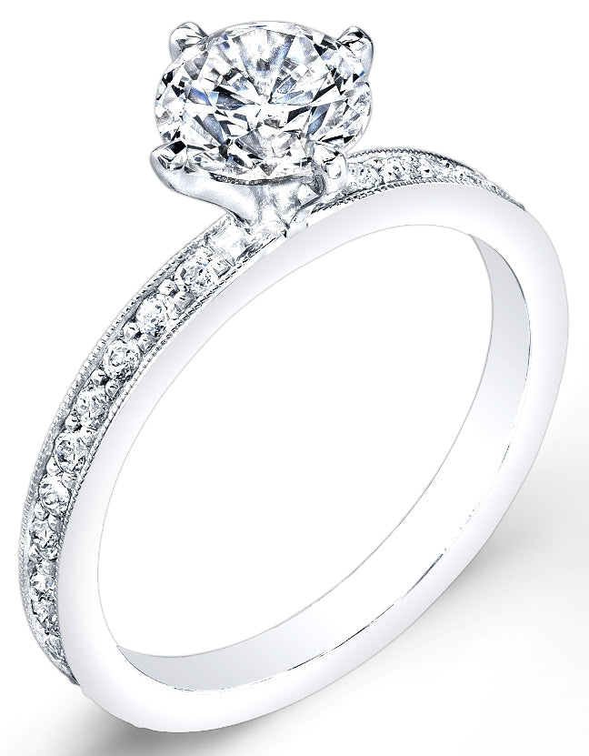 Petite Classic Diamond Engagement Ring in 14k White Gold by Jolie Designs