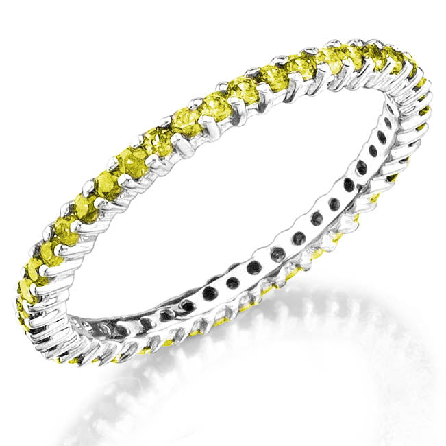 Jolie Designs Petite Prong Set Yellow Sapphire Eternity Ring in 18k Yellow Gold
