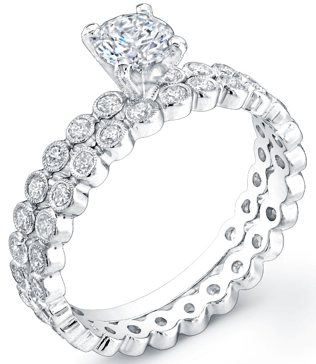 Semi Mount Diamond Engagement Ring with Matching Band Style R13631D by Jolie Designs