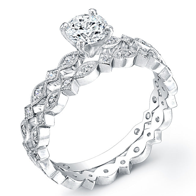 Diamond Engagement Ring Semi Mount for 0.25 to 1.0 Carat Center by Jolie Designs