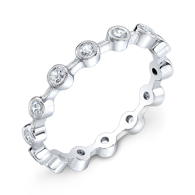 Stackable Bezel Set Round Diamond Ring by Jolie Designs