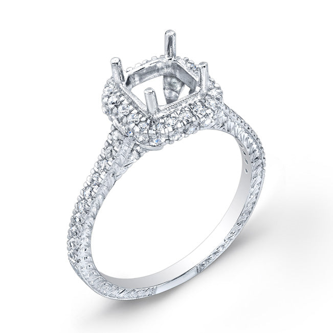 Engraved Diamond Engagement Ring for Princess Cut Center Stone by Jolie Designs