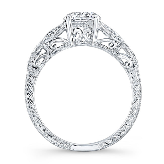 Mill Grained and Engraved Diamond Engagement Ring by Jolie Designs