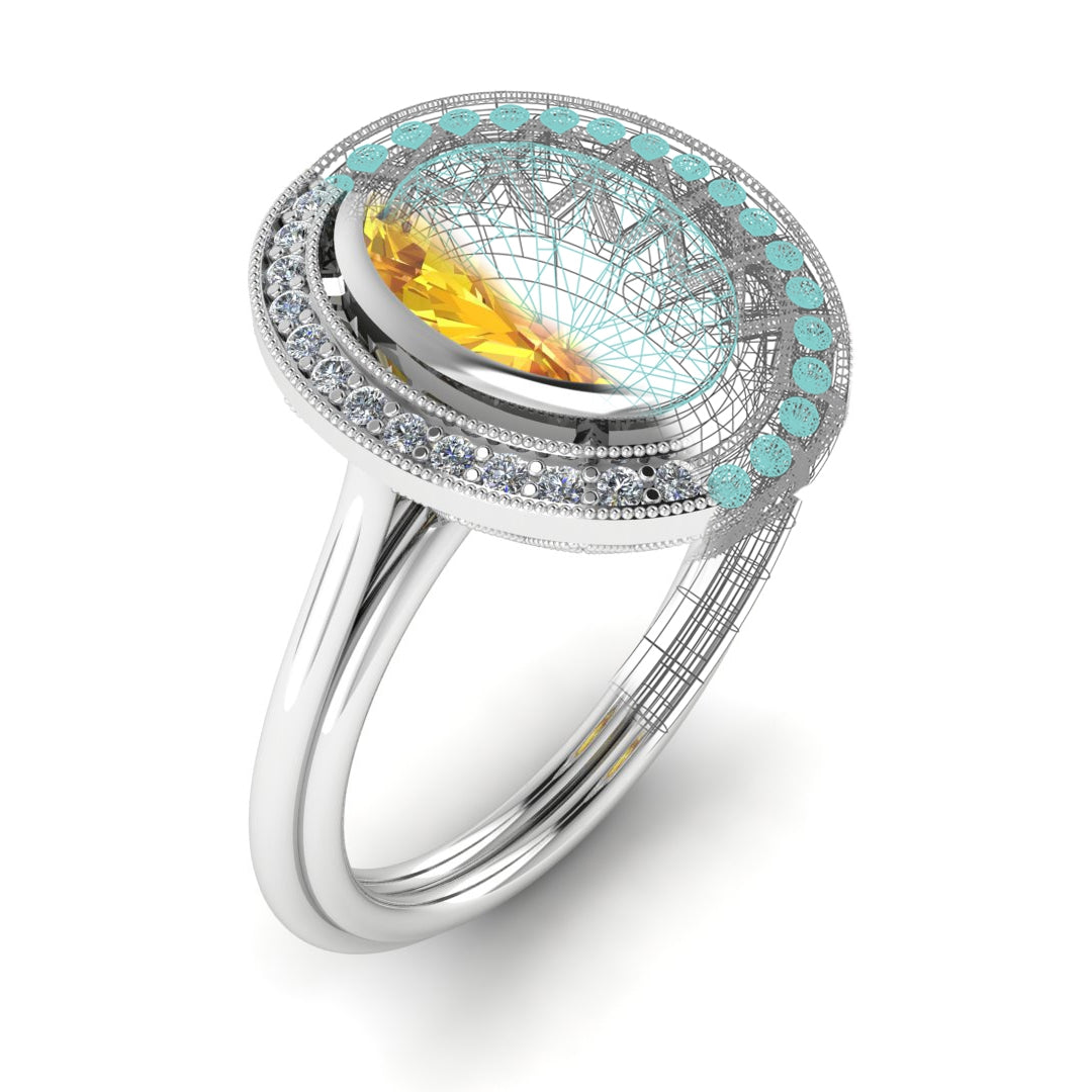 Antique Inspired Yellow Sapphire and Diamond Custom Ring | Jolie Designs