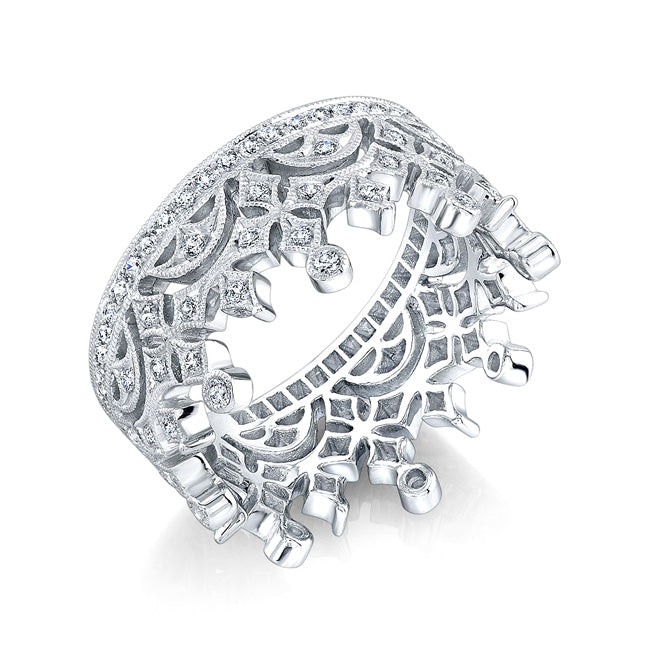 Engraved Micro Pave Diamond Ring by Jolie Designs