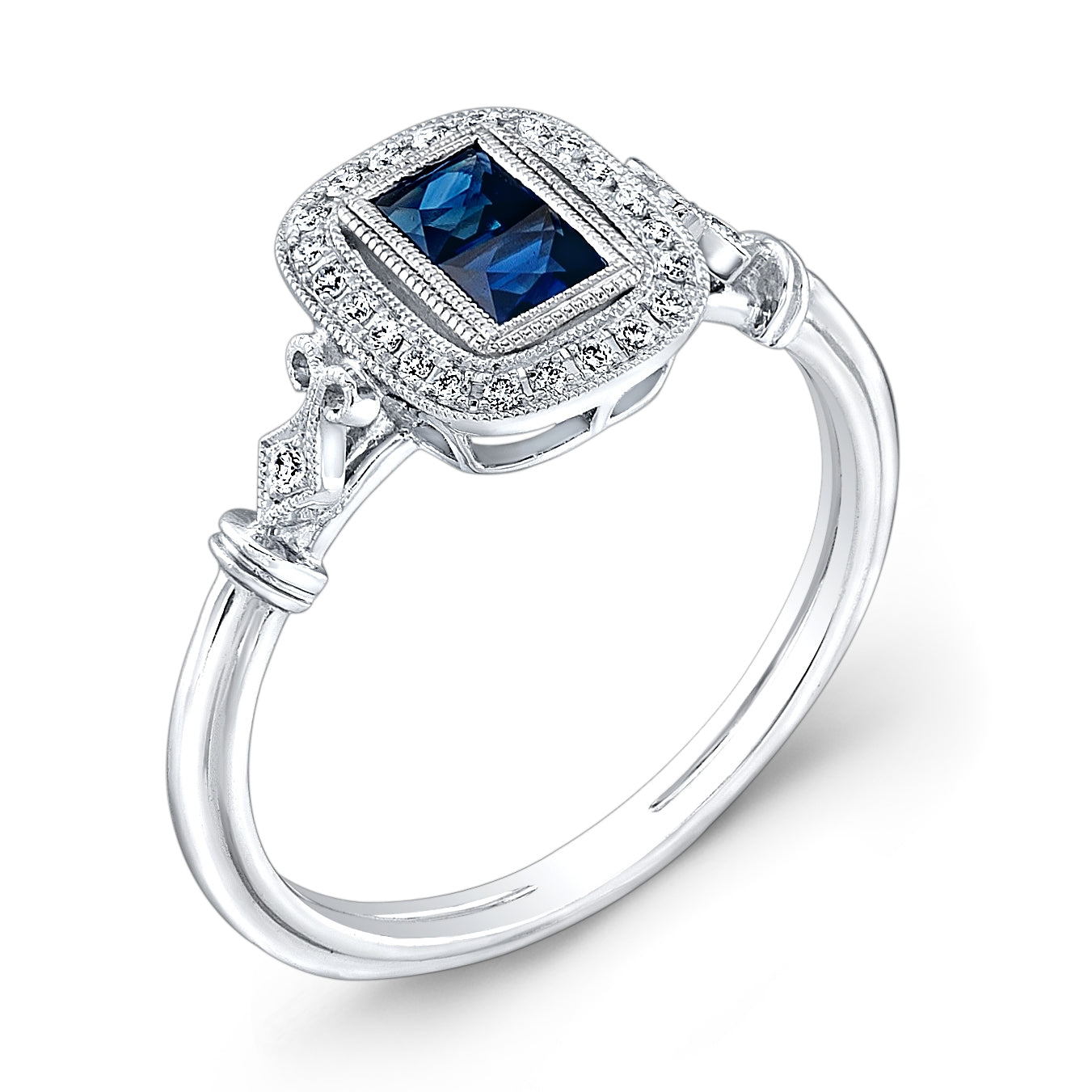 Vintage Petite Antique Inspired Blue Sapphire Two Stone Ring by Jolie Designs