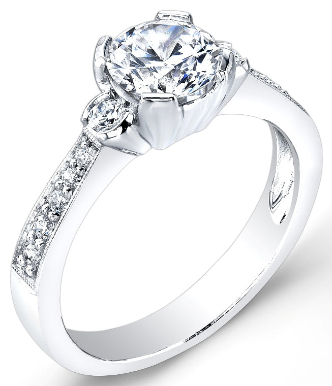 Modern Nouveau Diamond and Pave' Engagement Ring by Jolie Designs
