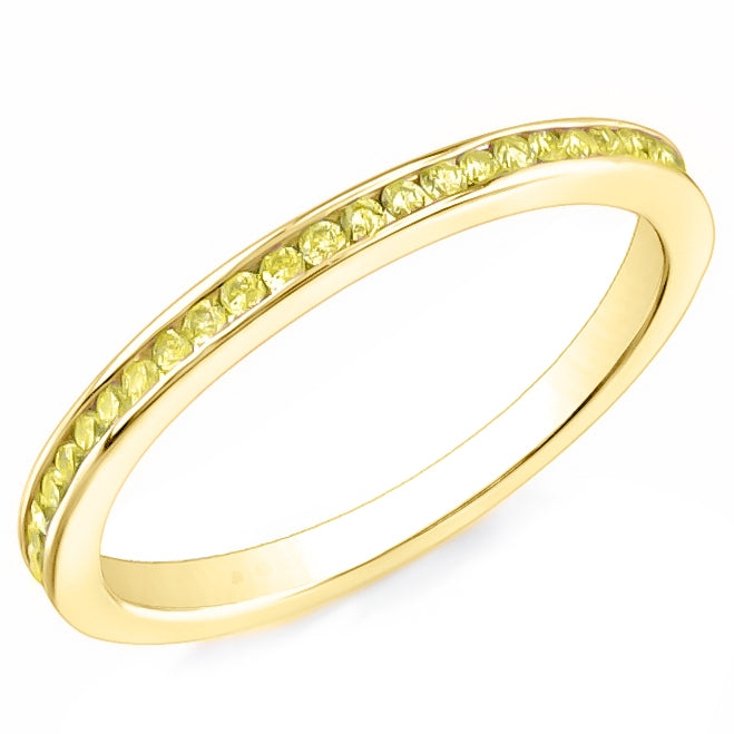 Yellow Sapphire Channel Set Stackable Wedding Ring | Jolie Designs
