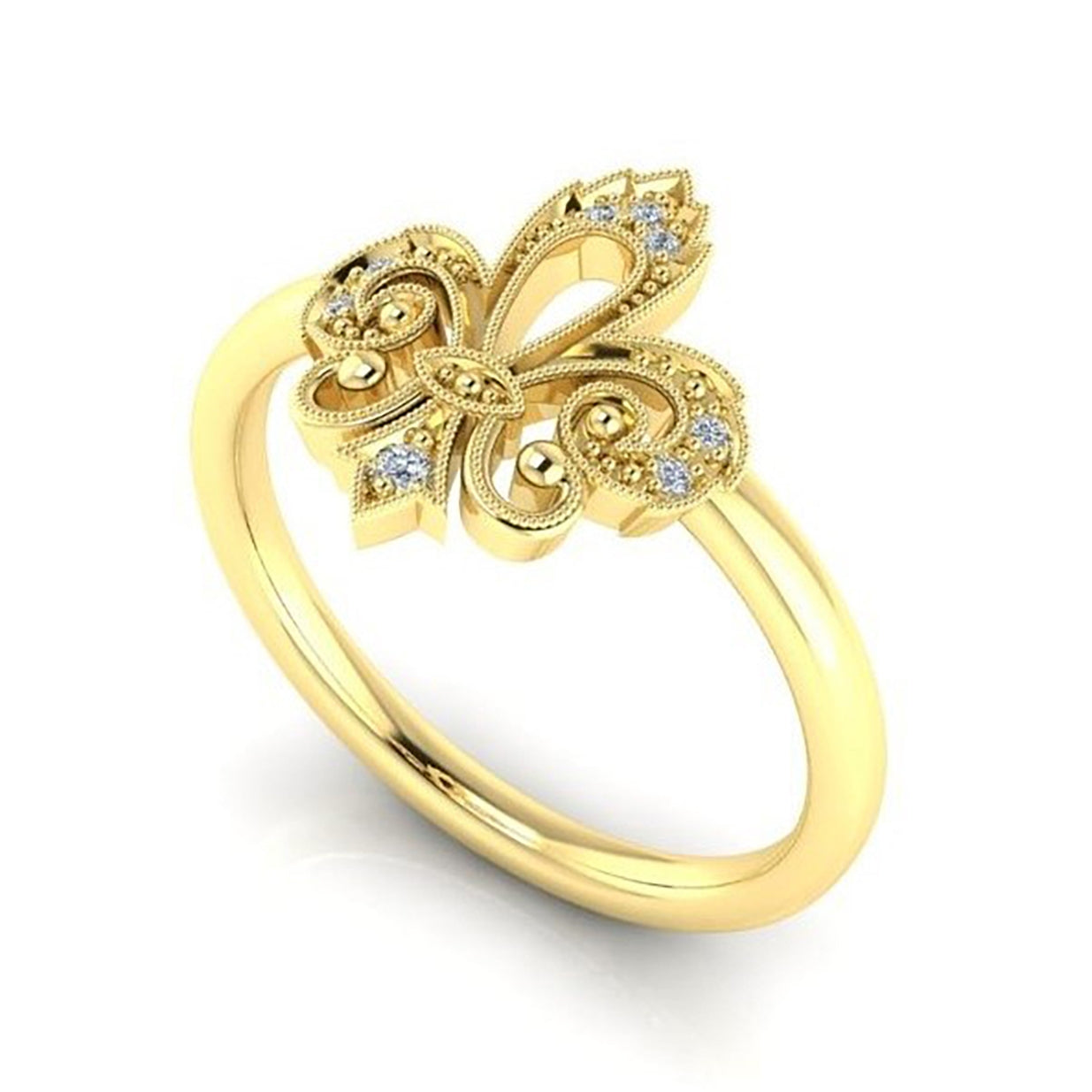 Pave' Set Diamond Fleur De Lis Ring by Jolie Designs