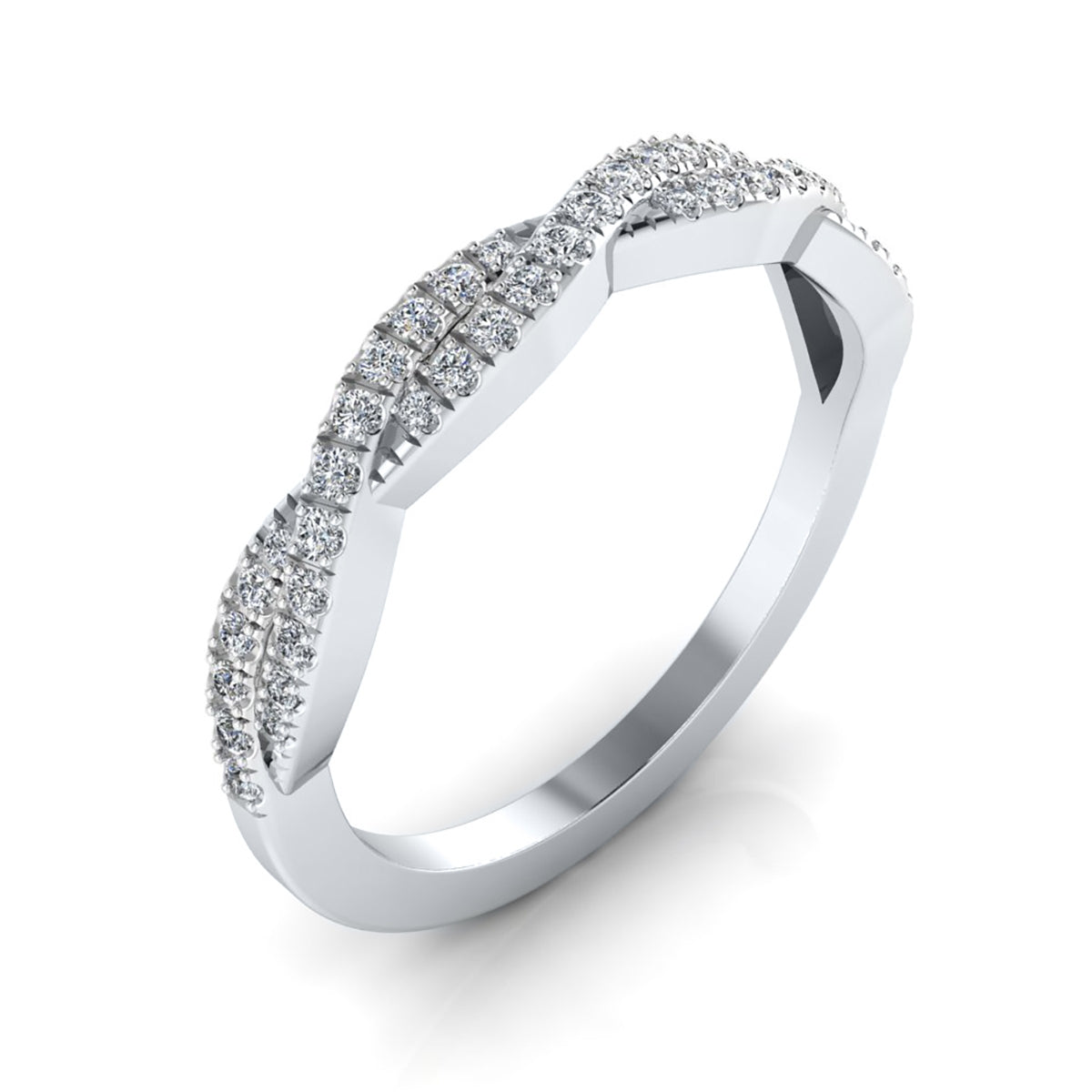 Stackable Diamond Twist Wedding Ring in Shared Prong Setting by Jolie Designs