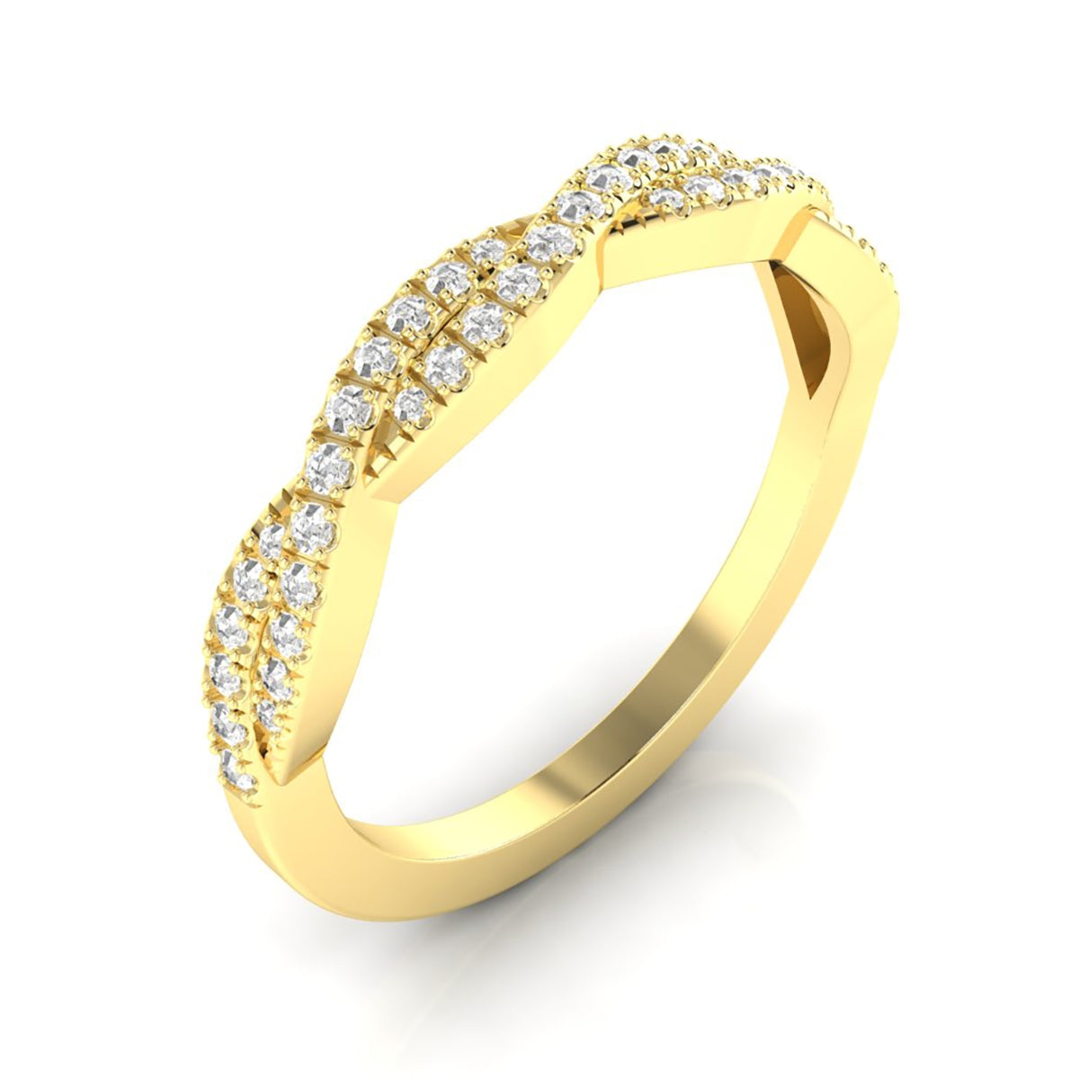 Stackable Diamond Twist Wedding Ring in Shared Prong Setting by Jolie Designs
