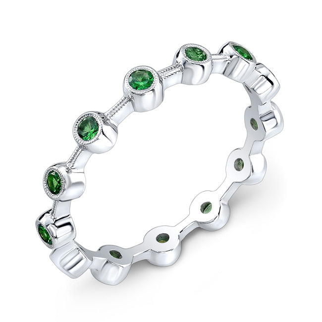 Stackable Bezel Set Round Tsavorite Ring by Jolie Designs